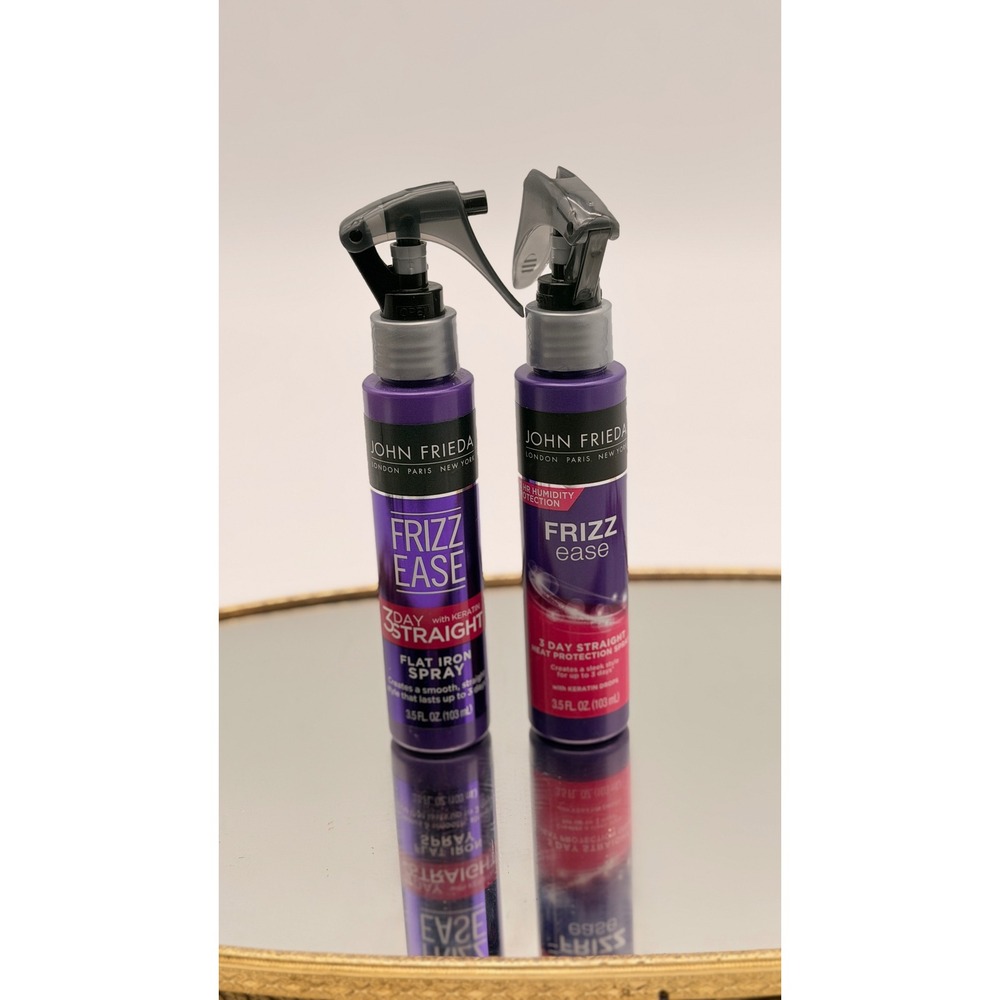 John Frieda Frizz Ease 3 Day Straight Flat Iron & Heat Protection Spray Set 2pk